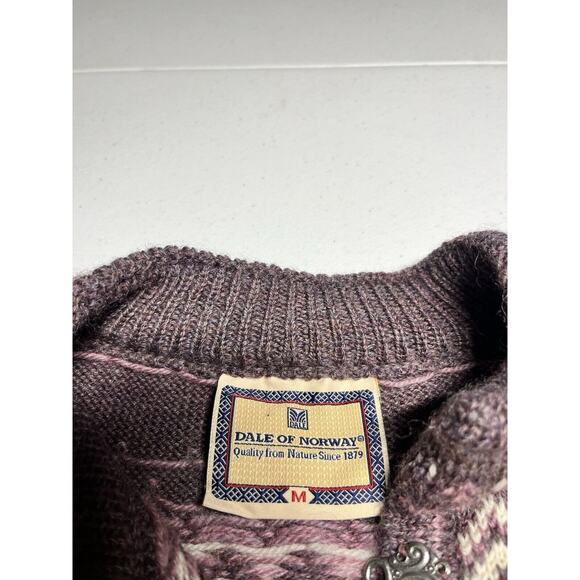 Dale Of Norway Purple And Cram Nordic Norwegian Clasp Front Cardigan Sweater M - Picture 4 of 8
